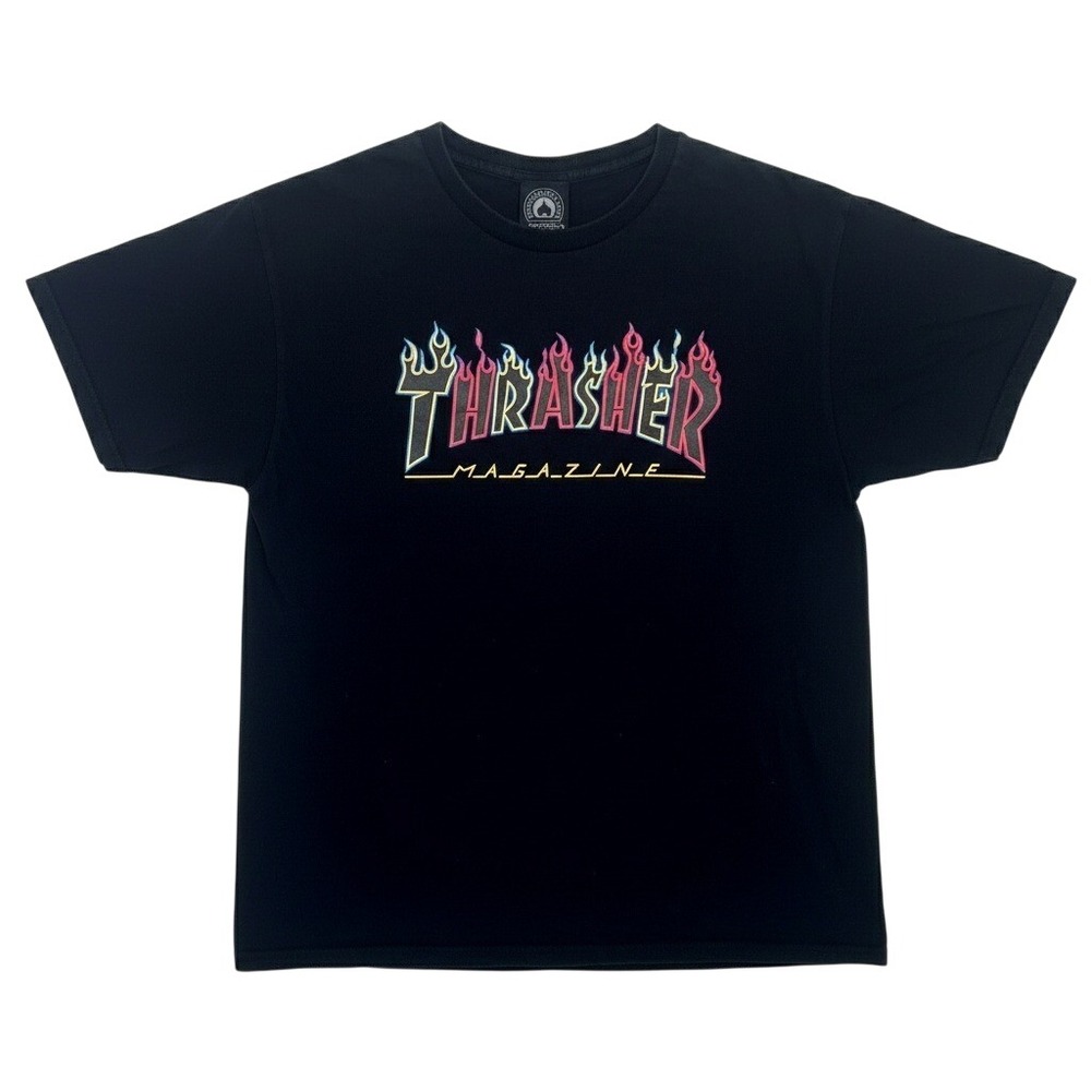 Thrasher Neon Double Flames T Shirt Black‎ L